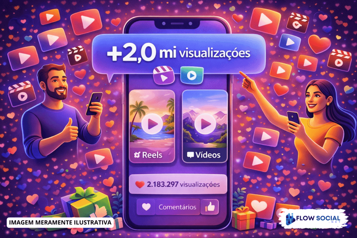 Visualizações em Reels - Flow Social